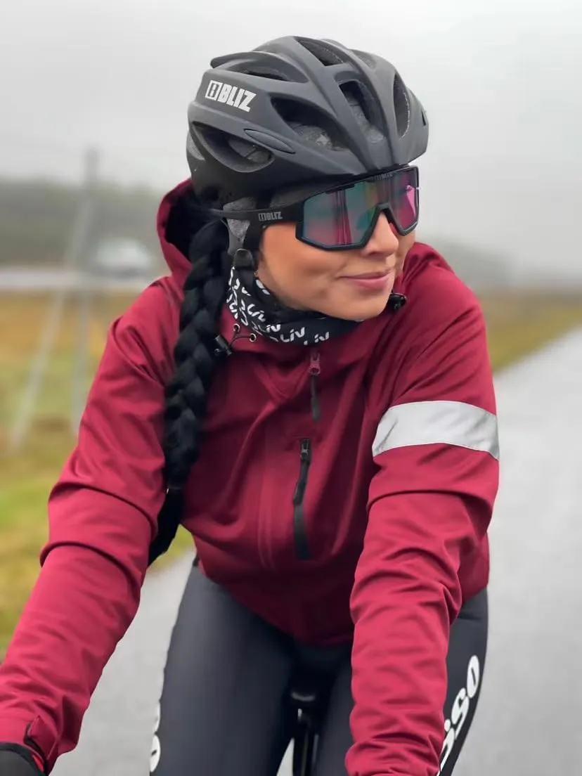 Wulibike Cycling Jackets for Womens Running Jacket Winter Thermal Reflective Hoodie Windproof Coat With 6 Pockets