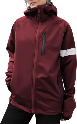 Wulibike Cycling Jackets for Womens Running Jacket Winter Thermal Reflective Hoodie Windproof Coat With 6 Pockets