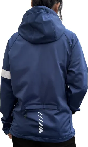Wulibike Cycling Jackets for Womens Running Jacket Winter Thermal Reflective Hoodie Windproof Coat With 6 Pockets