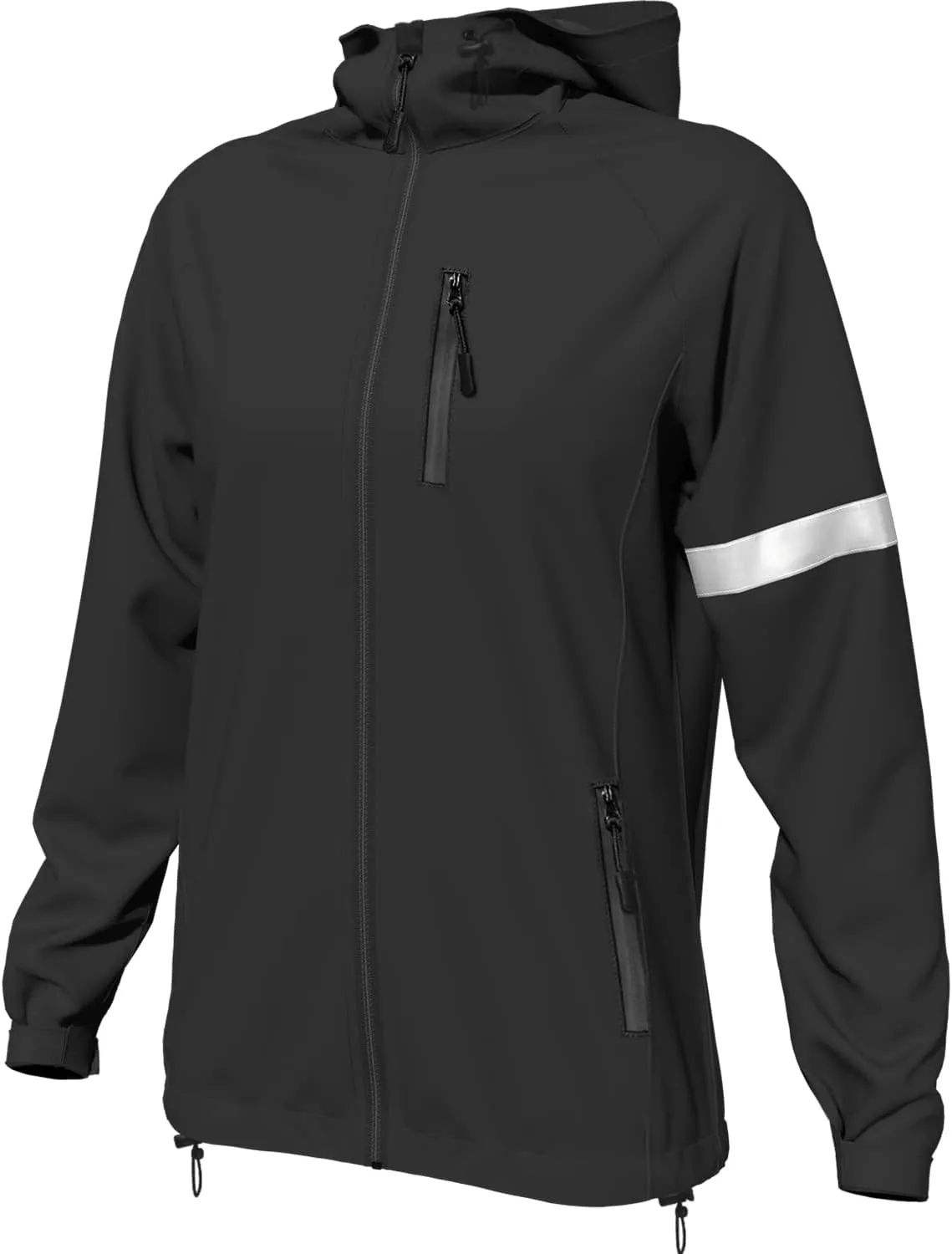 Wulibike Cycling Jackets for Womens Running Jacket Winter Thermal Reflective Hoodie Windproof Coat With 6 Pockets