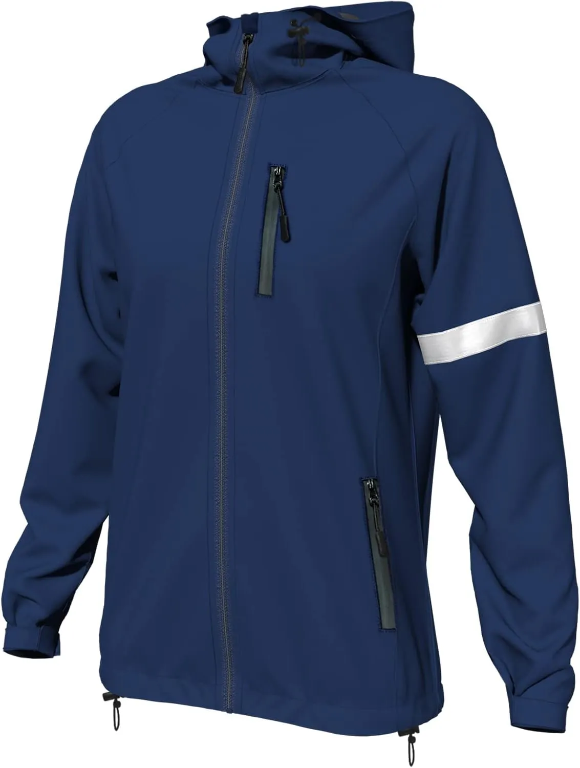 Wulibike Cycling Jackets for Womens Running Jacket Winter Thermal Reflective Hoodie Windproof Coat With 6 Pockets