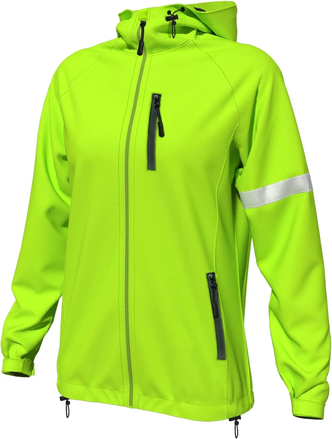 Wulibike Cycling Jackets for Womens Running Jacket Winter Thermal Reflective Hoodie Windproof Coat With 6 Pockets