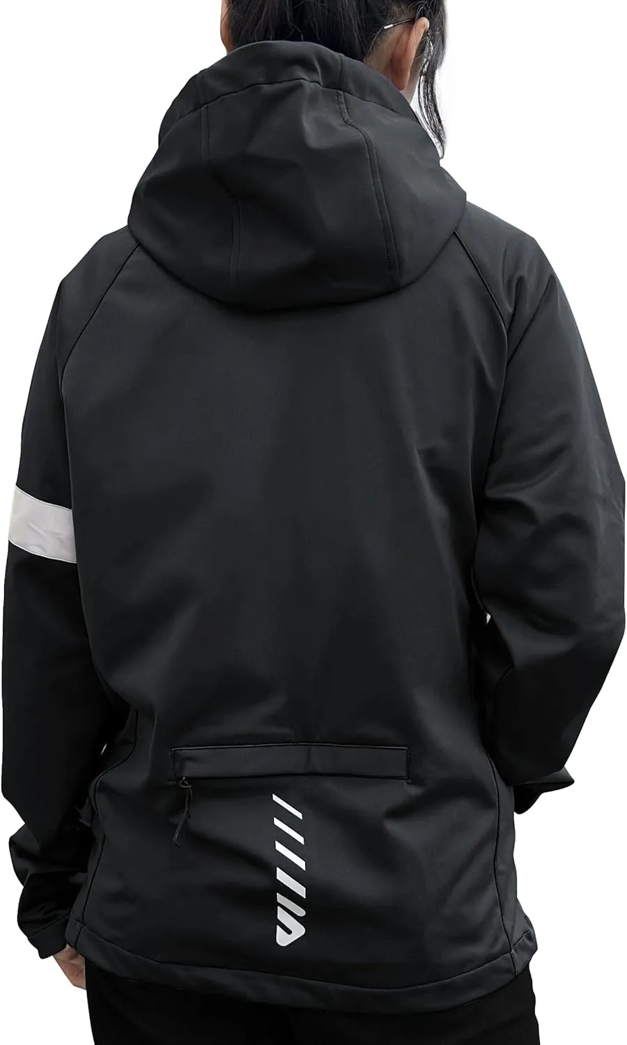 Wulibike Cycling Jackets for Womens Running Jacket Winter Thermal Reflective Hoodie Windproof Coat With 6 Pockets