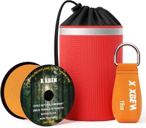 X XBEN Arborist Throw Line Kit with Slick Rope, Throw Weight, Reflective Storage Bag, Suit for Tree Cutting,Camping, Trimming, Hanging Swing, Forestry Tree Gear for Low and High Limb Throwing