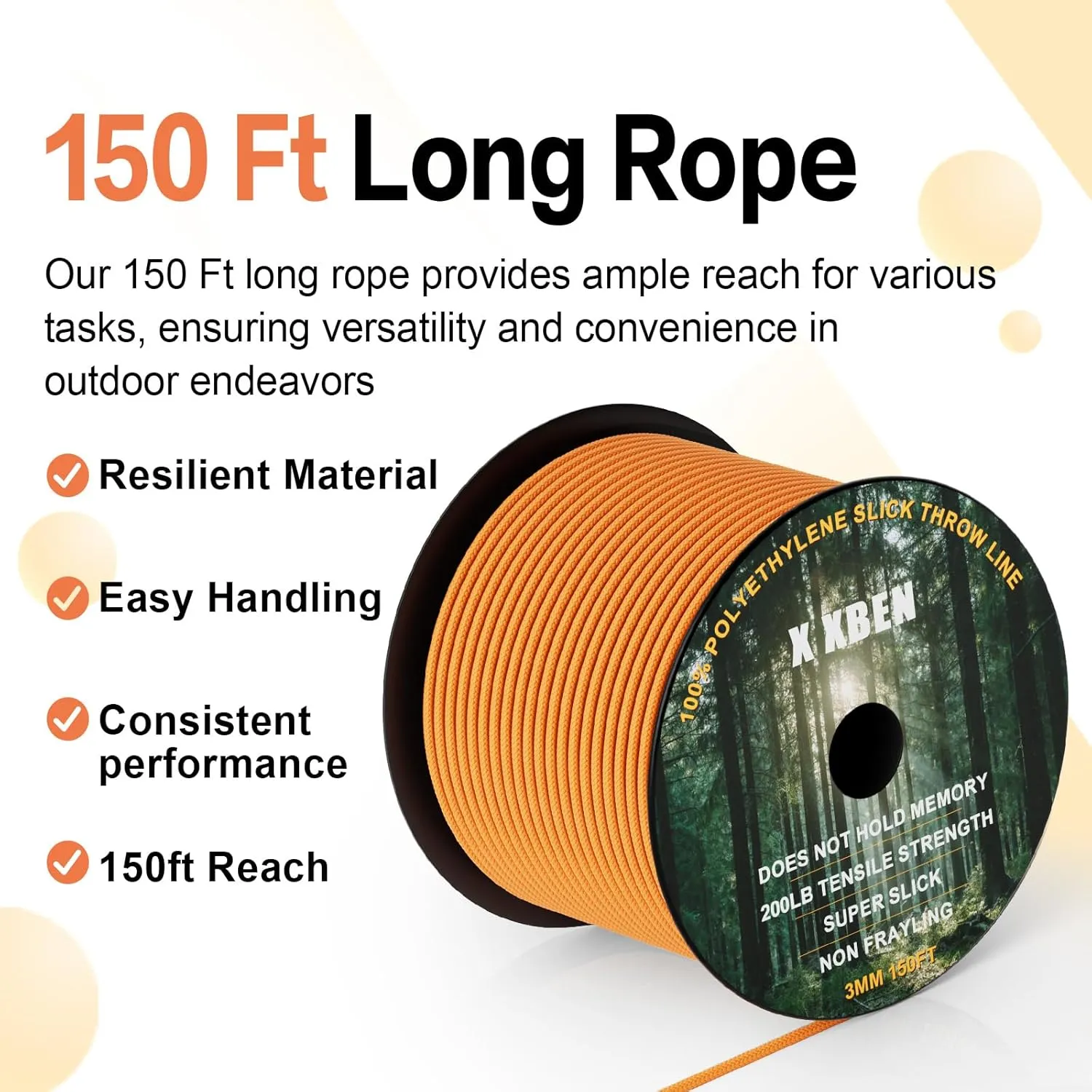 X XBEN Arborist Throw Line Kit with Slick Rope, Throw Weight, Reflective Storage Bag, Suit for Tree Cutting,Camping, Trimming, Hanging Swing, Forestry Tree Gear for Low and High Limb Throwing