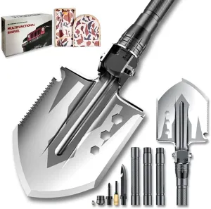 YANTOO Camping and Hiking Shovel, 23-in-1 Folding Detachable Portable Spade Kit, Multifunctional for Camping, Beaching, Hiking, Outdoor, Fishing, Gardening, Car Emergency.