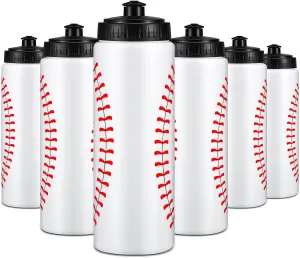 Yaomiao Baseball Water Bottle Bulk Reusable Sports Bottle 20 oz Squeeze Baseball Accessories Gifts School Sports