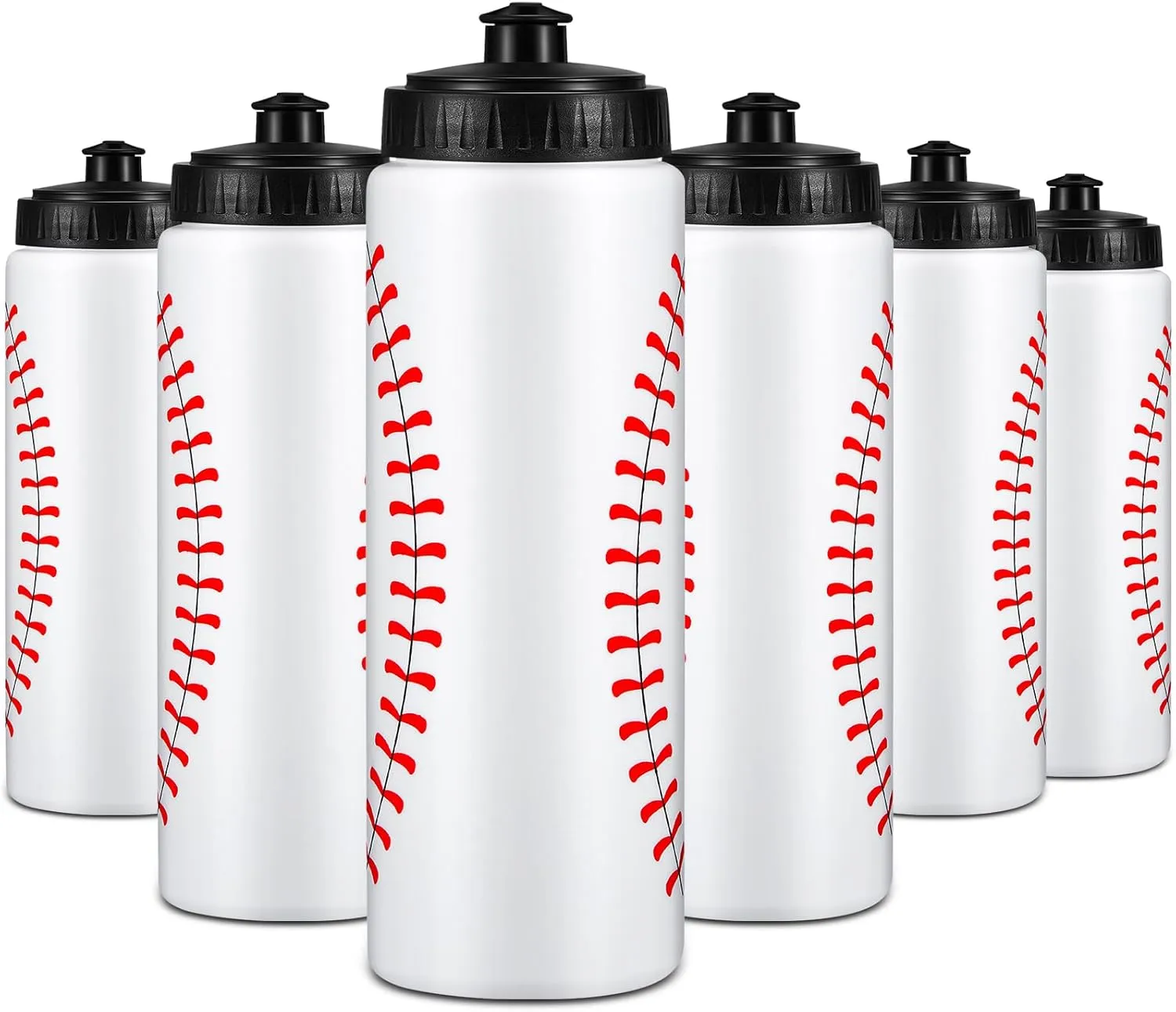 Yaomiao Baseball Water Bottle Bulk Reusable Sports Bottle 20 oz Squeeze Baseball Accessories Gifts School Sports