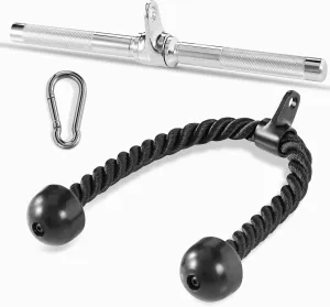 Yes4All Cable Machine Attachment, Tricep Straight Bar, V Bar, LAT Pulldown Attachments/Accessories Load 880lbs for Home Gym