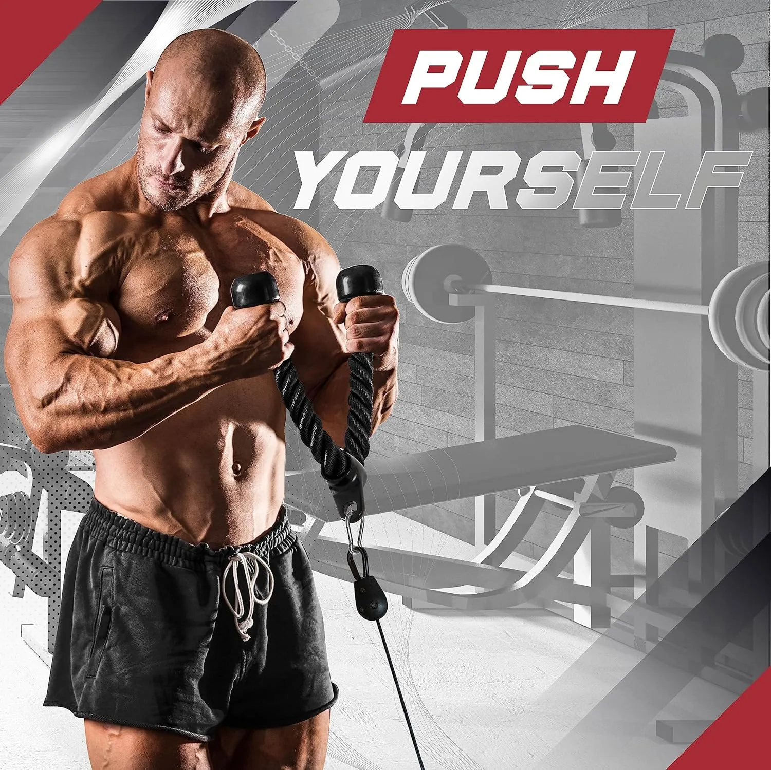Yes4All Cable Machine Attachment, Tricep Straight Bar, V Bar, LAT Pulldown Attachments/Accessories Load 880lbs for Home Gym