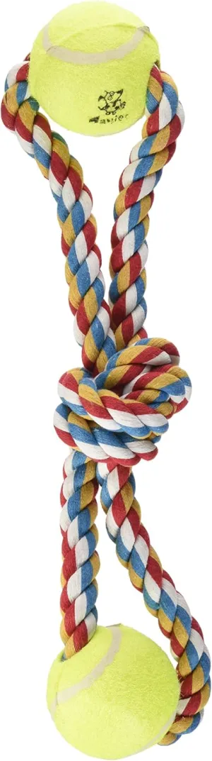 Zanies 15" Figure-8 Rope and Tennis Ball Dog Toys, with 2 Tennis Balls