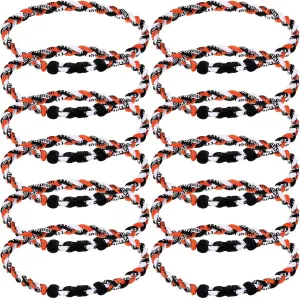 Zeyune 12 Pcs 18" Baseball Necklace for Boys Three Braided Rope Tornado Titanium Baseball Rope Necklace for Men Sport