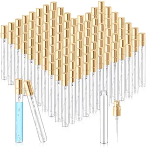 Zhehao 100 Pcs Mini Spray Bottles 10 ml Clear Glass Perfume Bottles Refillable Fine Mist Perfume Atomizer Portable Empty Sample Containers for Cleaning, Essential Oils, Travel