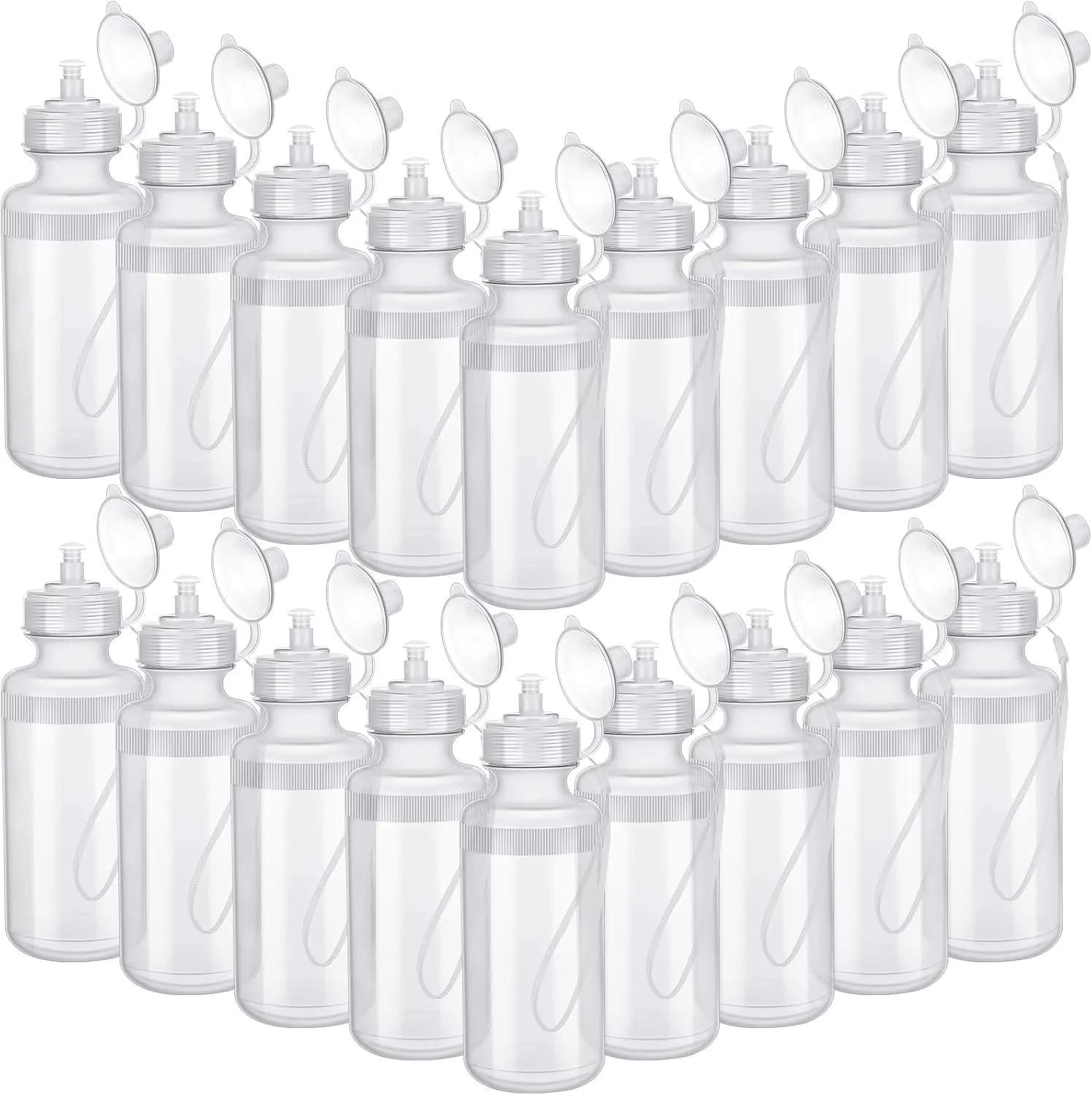 Zubebe 36 Pcs Sport Water Bottles Bulk 21 oz Squeeze Reusable BPA-Free Plastic Water Bottle with Nylon Strap Leak Proof Blank DIY Cup for School Football Team Beach Summer Grad Gift